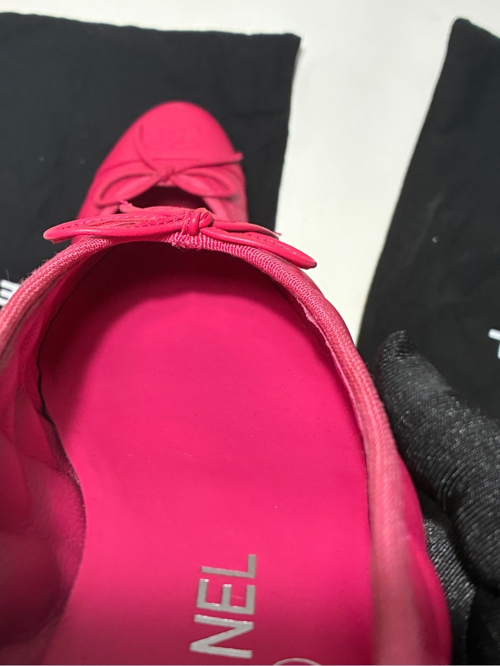 CHANEL Hot Pink Quilted Leather Ballerina Flats with CC Bow - Picture 10 of 11